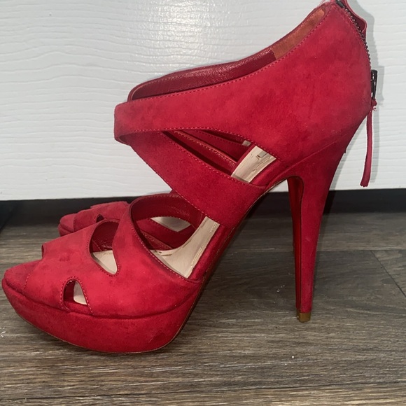 Miu Miu | Red Suede strappy Heels | 39 1/2 - Picture 2 of 11